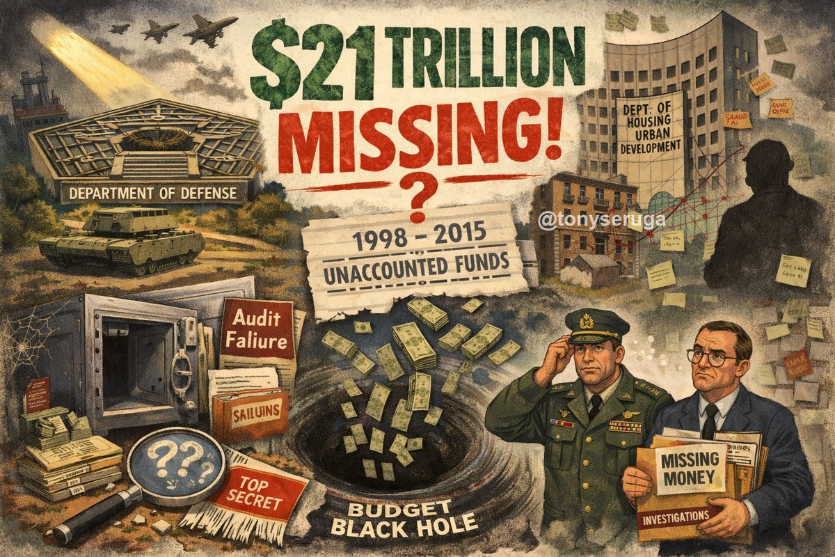 TonySeruga's tweet image. 🚨$21+ trillion is missing in the U.S. government!

Which was quickly labeled a “conspiracy theory” by the corporate press—but the underlying data were never refuted, only reinterpreted or removed from public access.

It’s a familiar institutional tactic: bury the data, then mock…