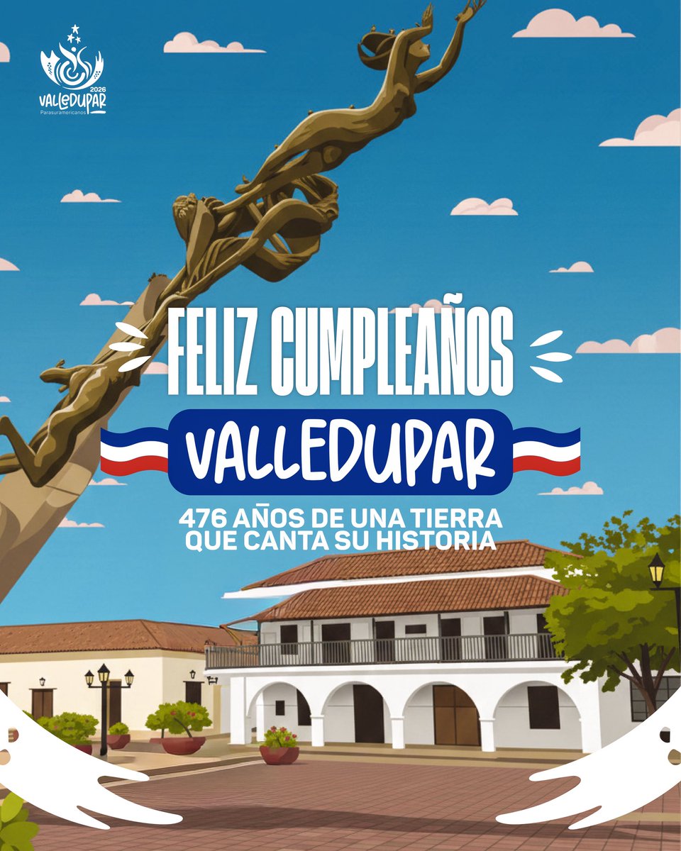 Valledupar cumple 476 años y hoy celebra su pasado, vive su presente y se proyecta hacia un futuro más inclusivo.
Desde los Juegos Parasuramericanos Valledupar 2026 nos unimos a esta conmemoración, convencidos de que aquí se construyen historias que inspiran a toda América. 💙✨