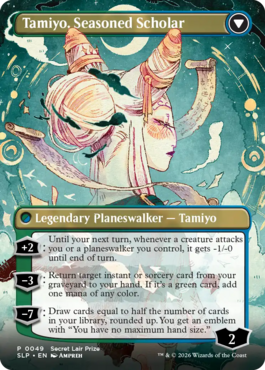 MTGGoldfish's tweet image. The Promo Card given to Pro Tour participants in 2026 is this borderless version of Tamiyo. More previews at mtgpreviews.com/SLP

Source: magic.wizards.com/en/news/featur…