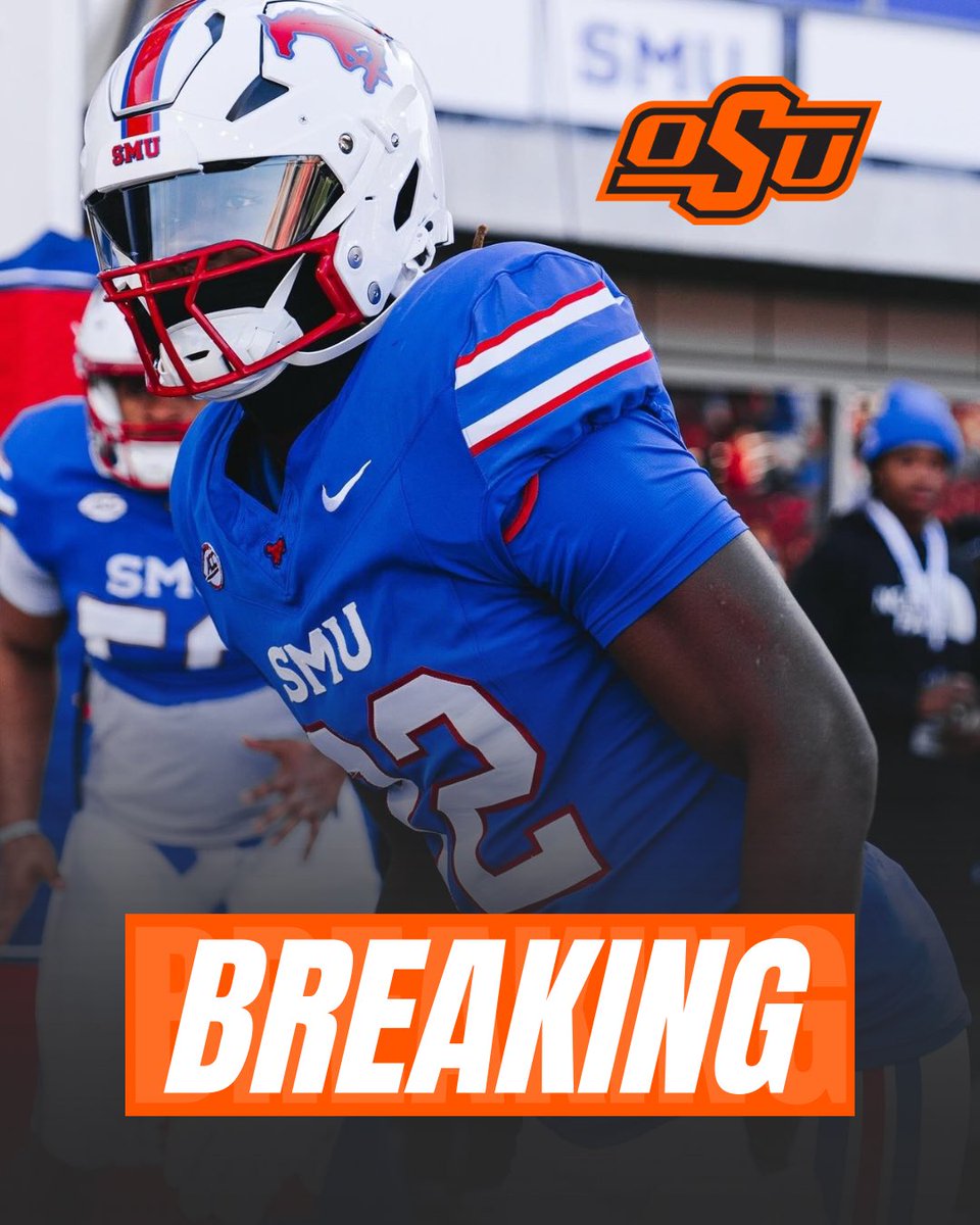 OKSTMart's tweet image. BREAKING: #OkState lands commitment of SMU EDGE Billy Walton III.

The 6-foot-3 255lb Sophomore had 2 sacks for the Mustangs this season. He’s rated the No. 45 EDGE in the portal.