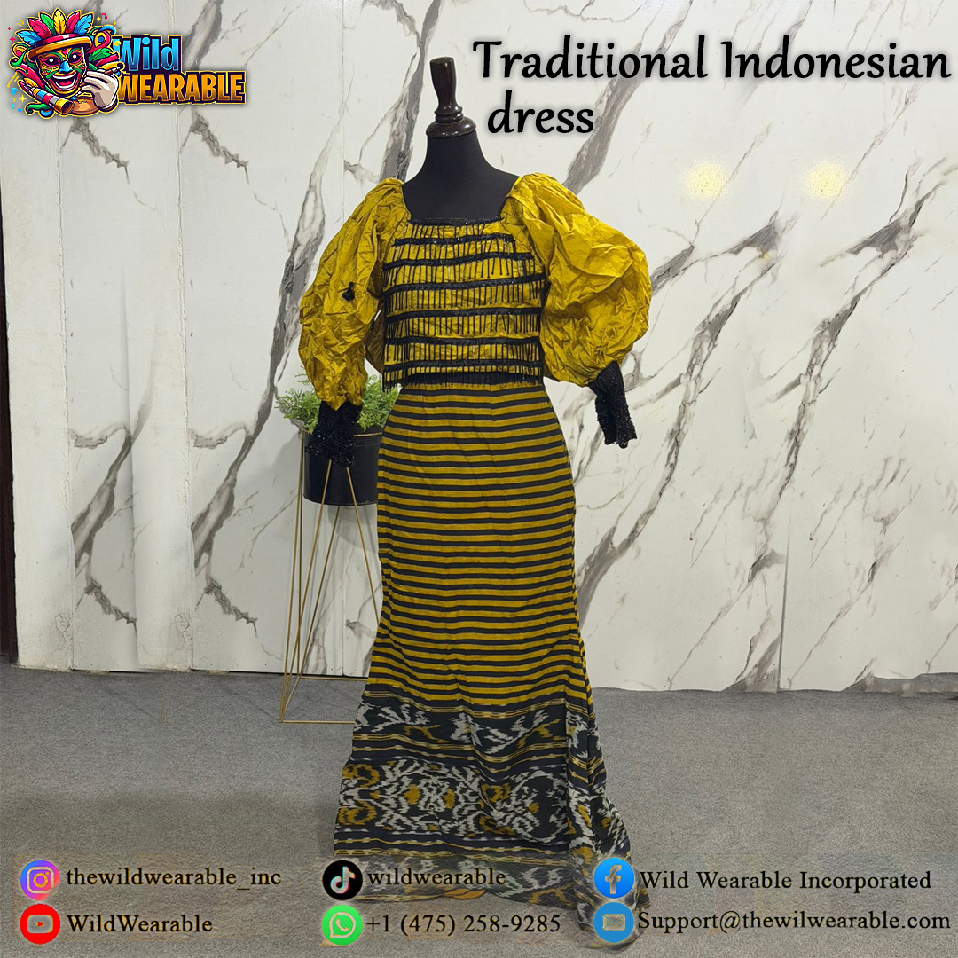 Step into Tradition with Style! Experience the beauty of Indonesian heritage with this Traditional Indonesian Dress by Wild Wearable. Handcrafted with stunning detail, bold patterns, and cultural charm this outfit is perfect for cultural events, festive occasions !