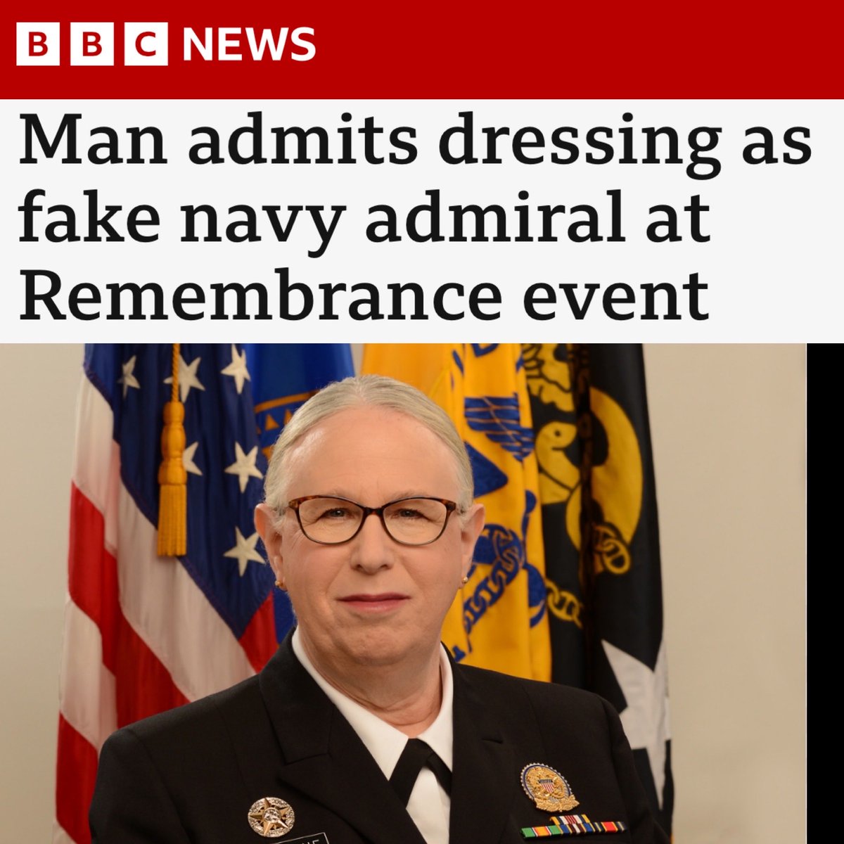 Another astonishing editorial blunder by the BBC, he was a real Admiral in the US navy for goodness sake.