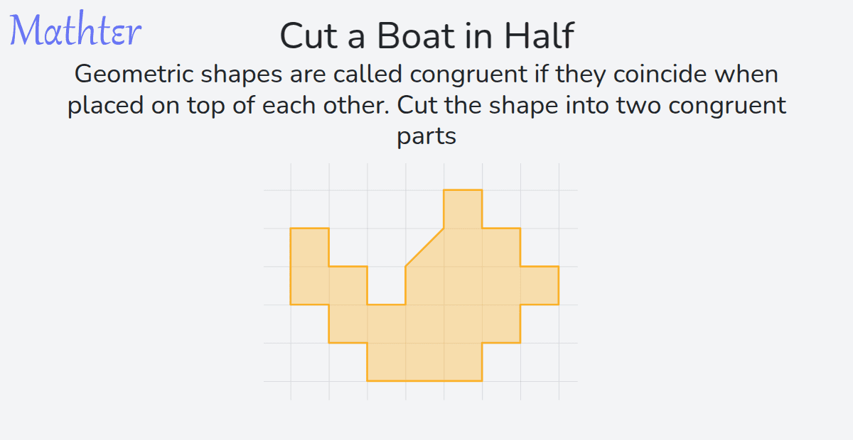 MathterRiddler's tweet photo. Puzzle from the Mathter website - Cut a Boat in Half: https://t.co/iVA4sYql2s 
#Puzzle #Symmetry #CutaShapeDissectionProblems https://t.co/dSxARl5OZi