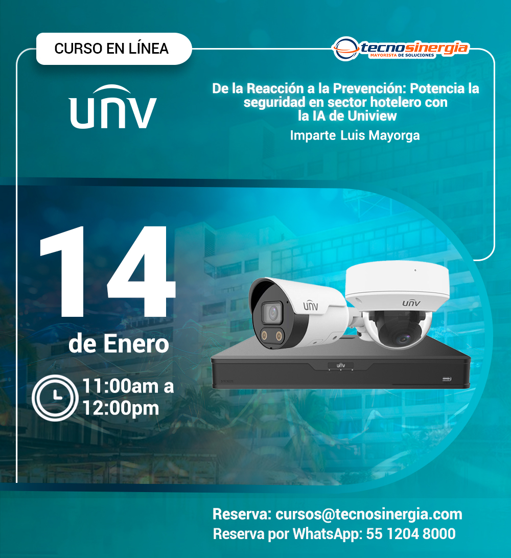 Tecnosinergia's tweet image. De la Reacción a la Prevención: Potencia la seguridad en sector hotelero con la IA de Uniview
📅 14 de Enero del 2026
⌚ 11:00am a 12:00pm
💻 Curso en línea

Registro 👇
ow.ly/pulK50XQmrV

Registro por WhatsApp
👉 ow.ly/YVwZ50XQmrW

#uniview #inteligenciaartificial