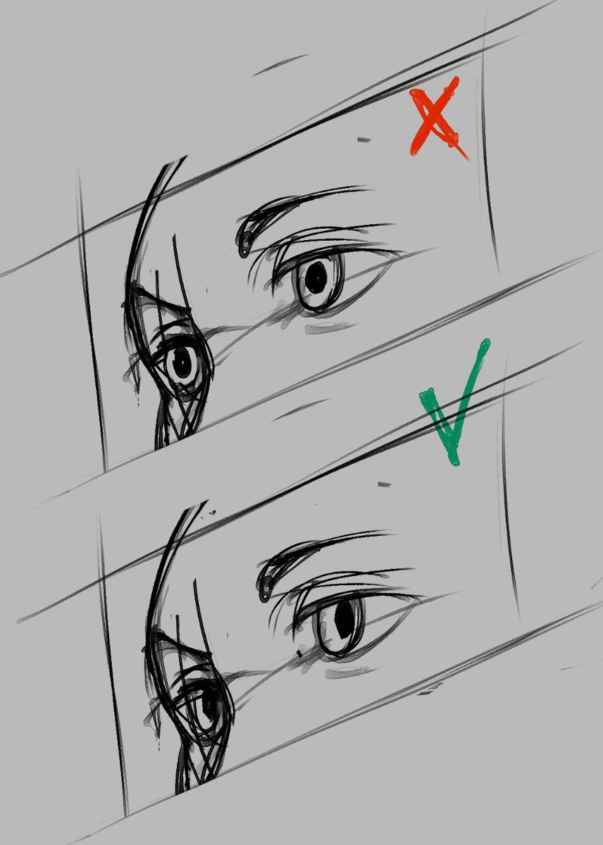 rina_smo's tweet image. If I could give one portrait drawing advice, it’d be eye parallax effect, Idk if there’s a specific terminology for it.

Eyes is the most valuable part of the portrait and when character’s pupils are drawn wrong I always feel uncanny valley effect