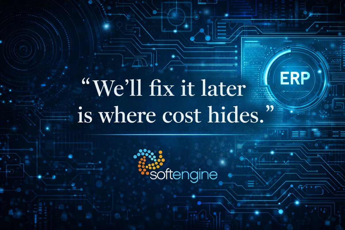 SoftengineUSA's tweet photo. The most expensive phrase in operations isn’t a line item.
It’s “we’ll fix it later.”
Most operational cost doesn’t come from bad decisions.
It comes from deferred ones.
https://t.co/DcegejkCoo
#ERPReality #SupplyChainLeadership #DecisionMaking #Softengine https://t.co/nyznI9oo7L