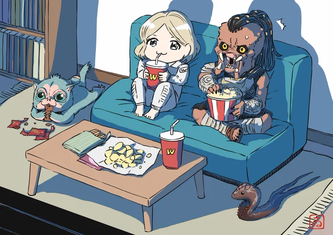 Their friends came by. Let's watch together #プレデター #バッドランド #PredatorBadlands