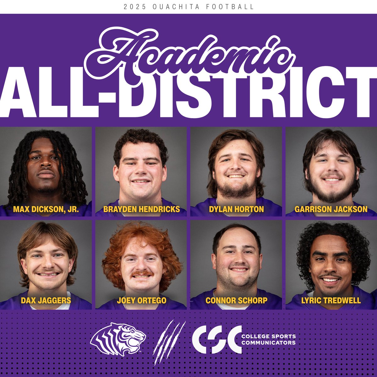 Congrats to these eight young men on earning a spot on the CSC Academic All-District Team!

bit.ly/4qHwKxV | #FinishEmpty | #BringYourRoar🐅
