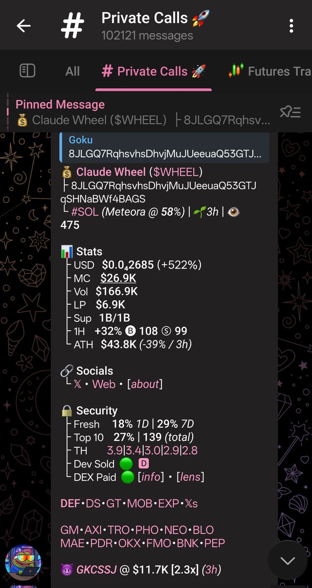 Goku_alphacalls's tweet image. $WHEEL Hit 44K

Called in my private lounge @ 11K

3️⃣.7️⃣x from call ✅

8JLGQ7RqhsvhsDhvjMuJUeeuaQ53GTJqSHNaBWf4BAGS

#WHEEL #SOL #Solana