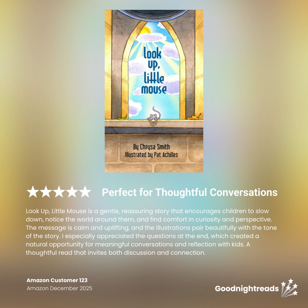 Wellbredbook's tweet photo. What a wonderful review for look up, little mouse!

#lookuplittlemouse #bookreview #chrysasmith #thewellbredbook #patachilles #BookRecommendation https://t.co/uzslhrjyHU
