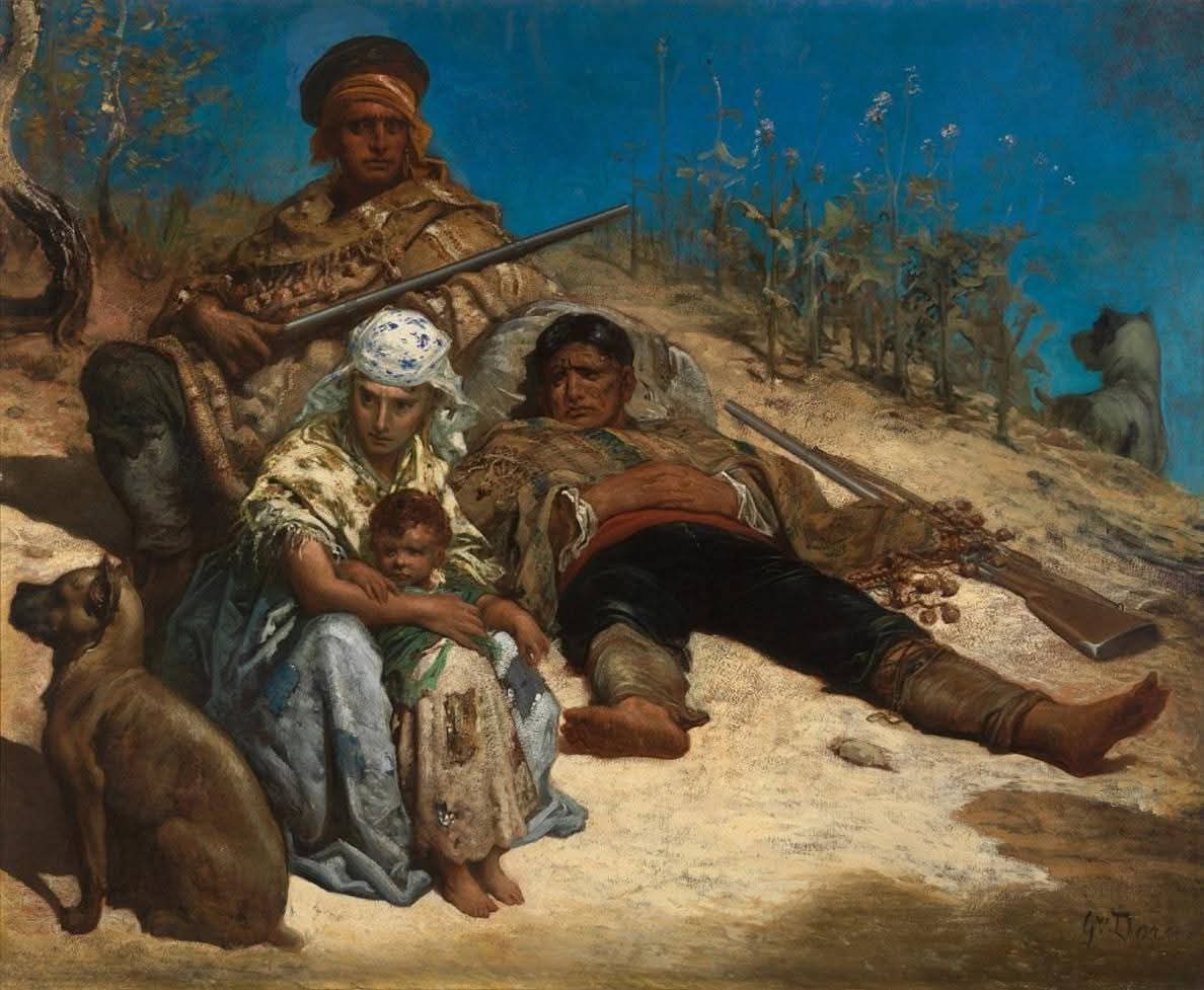 dinamittEros's tweet image. Gustave Doré.
Francés, 1832-1883.

Una familia de cazadores furtivos españoles. 1871-78.
Óleo sobre lienzo.

Museo de Bellas Artes de Virginia, Richmond.