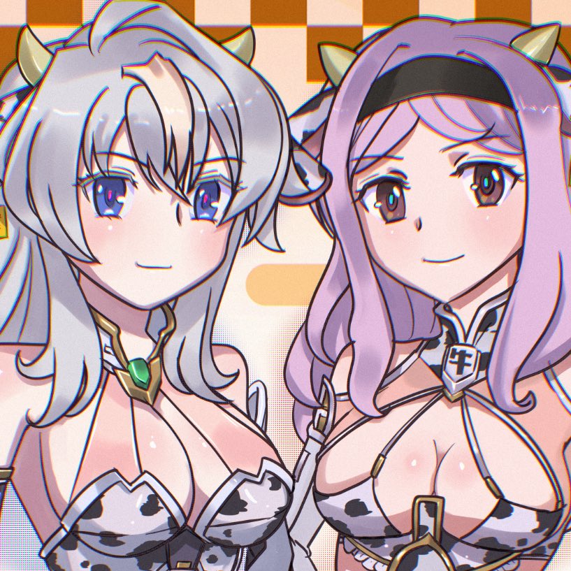 牛年牛柄衣装の二人(プレゼント用) 