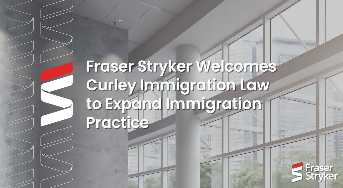 We are pleased to announce that, effective January 1, 2026, Curley Immigration Law PC LLO has joined Fraser Stryker, expanding the Firm's immigration and naturalization capabilities. 

🔗 Read more: fraserstryker.com/fraser-stryker…