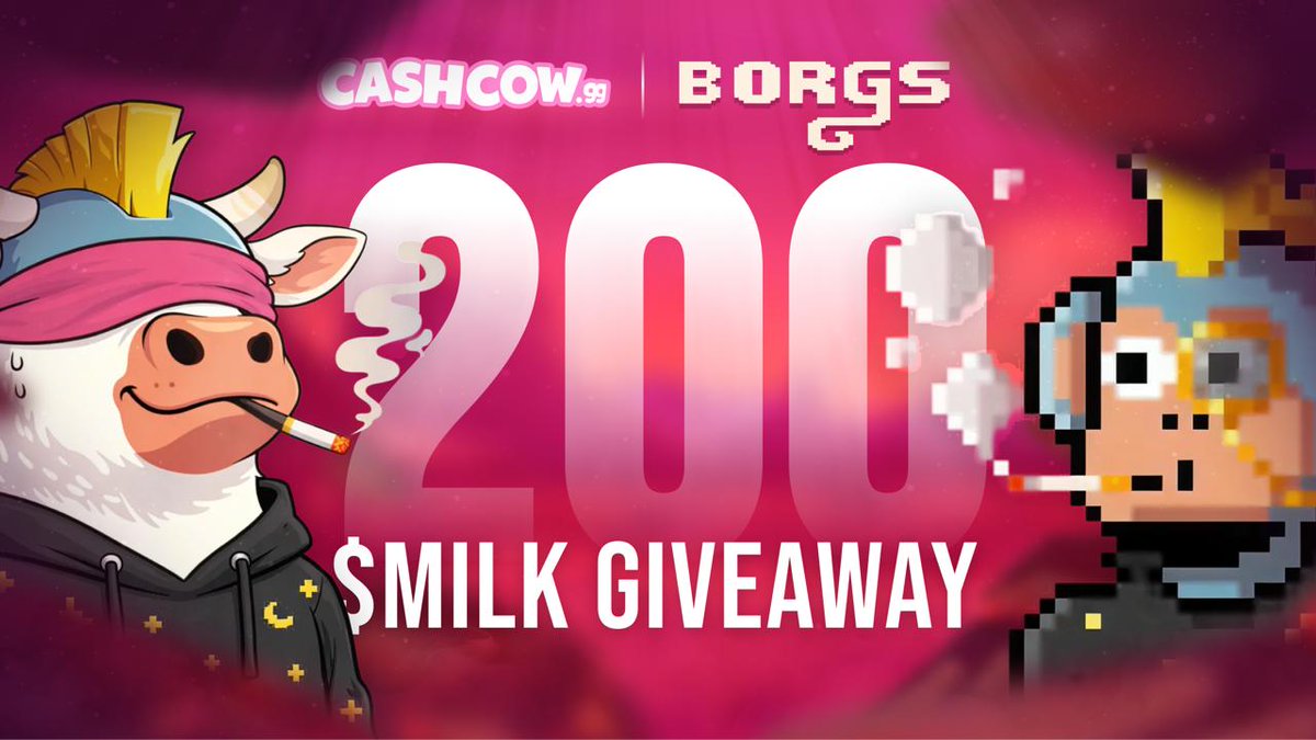 Borgs x <a href="/cashcowggg/">Cashcow</a> Partner Airdrop 🪂

WIN 200 MILK POINTS, 25 Winners 🎁
How to Join $MILK Airdrop 👇
1️⃣ Go to Cashcow.gg 🐮
2️⃣ Connect Wallet &amp; Verify 🔌
3️⃣ Complete Daily Free Spins 🎰

To enter RT &amp;  Drop $ETH Wallet 🎟
Follow <a href="/APTOS_Borgs/">APT_Borgs</a> &amp; <a href="/cashcowggg/">Cashcow</a> 🤝