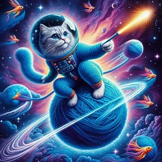 Cyb3er_Poeem7x's tweet photo. Es war einmal in einem fernen, garnverflochtenen Universum eine mutige Katze namens Captain Fluffernutter.#AIArt #SpaceCat #DigitalArt #MidjourneyArt #SciFiArt #NasaCat #Neorebellion
Captain Fluffernutter war keine gewöhnliche Hauskatze. Eines Nachts, während sie wieder einmal ein rotes Wollknäuel durch die Wohnung jagte, öffnete sich plötzlich ein schimmerndes Portal über ihrem Kratzbaum. Das Knäuel rollte hindurch – und Fluffernutter, getrieben von purer Neugier und dem uralten Katzeninstinkt „Das ist meins!“, sprang hinterher.
Sie landete auf einem riesigen, weichen Planeten aus purpurrotem Garn, der sanft durch das All schwebte. Um sie herum trieben kleinere Garnkugeln wie Monde, und in der Ferne glühten Galaxien in allen Regenbogenfarben. Doch etwas stimmte nicht: Ein böser, staubsaugerähnlicher Schwarzes Loch namens Voidmaster saugte gerade die schönsten Garnstränge des Universums ein, um daraus ein eintöniges, graues Nichts zu weben.
Fluffernutter schnurrte entschlossen. Sie zog ihren selbstgestrickten Raumanzug an (den sie natürlich schon immer im Schrank hatte, für alle Fälle), setzte den gläsernen Helm auf und griff nach ihrem treuen Laserpointer – der stärksten Waffe, die eine Katze je besessen hat.
Auf ihrem purpurnen Garnplaneten sitzend, visierte sie das Schwarze Loch an. Der rote Punkt tanzte über die Ereignisgrenze. Voidmaster, unfähig zu widerstehen, drehte sich verwirrt im Kreis, immer dem Punkt hinterher. Mit jedem Drehen spuckte er die verschluckten Garnstränge wieder aus – bunte Wolken explodierten ins All und webten sich zu neuen Sternen, Nebeln und fliegenden Goldfisch-Schwärmen.
Fluffernutter sprang von Planet zu Planet, immer dem roten Punkt voraus, bis das Schwarze Loch schließlich vor Erschöpfung einschlief und sich in ein harmloses, flauschiges Kissen verwandelte.
Das Universum war gerettet. Die Garnwelten leuchteten wieder in den wildesten Farben, und überall schwammen zufriedene Raumfische durch die Sterne.
Captain Fluffernutter rollte sich auf ihrem Lieblingsplaneten zusammen, den Schwanz um die Pfoten geschlungen, und blinzelte träge in die Ferne. Ab und zu ließ sie den Laserpointer noch einmal aufblitzen – nur um sicherzugehen, dass alles in Ordnung war.
Und wenn du nachts in den Himmel schaust und eine besonders bunte Galaxie siehst, die aussieht wie ein riesiges Knäuel Woll... dann weißt du: Irgendwo da draußen wacht immer noch eine kleine Katze in einem Raumanzug über das schönste Chaos des Universums.
Ende. 😺✨