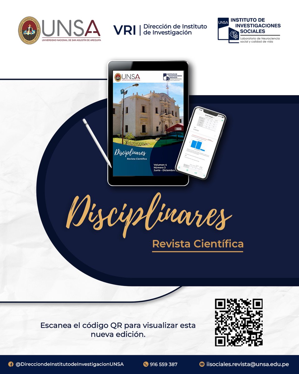 🔎 La Revista Científica #Disciplinares presenta su volumen 4 número 3. La edición presenta artículos rigurosos y de alta calidad en diversas áreas del conocimiento.

revistas.unsa.edu.pe/index.php/disc…