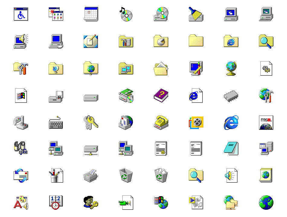 WebDesignMuseum's tweet photo. Windows 98 icons https://t.co/1tp0D65gSB