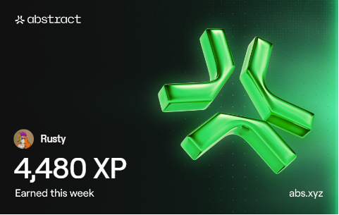 RustyPufferFish's tweet photo. I just earned 4,480 XP @AbstractChain! π
Tuesday = XP Day on @AbstractChain π§±
β
+4,480 XP earned today and counting.
Keeping the grind consistent and climbing the ranks. Howβs your progress looking this week? π
#AbstractChain #AbstractXP #Web3 https://t.co/8eNd8gnKAL
