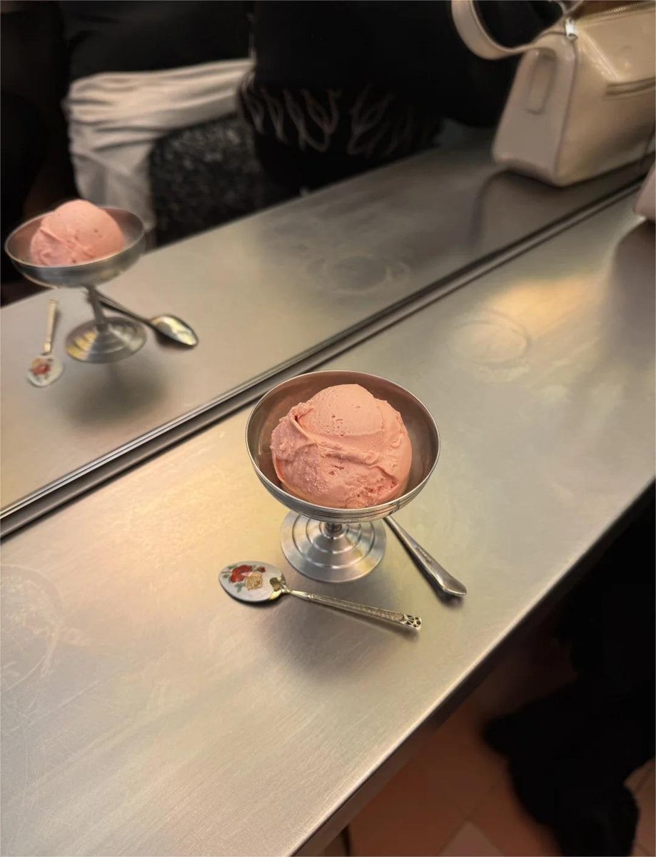 Strawberry-flavored ice cream.