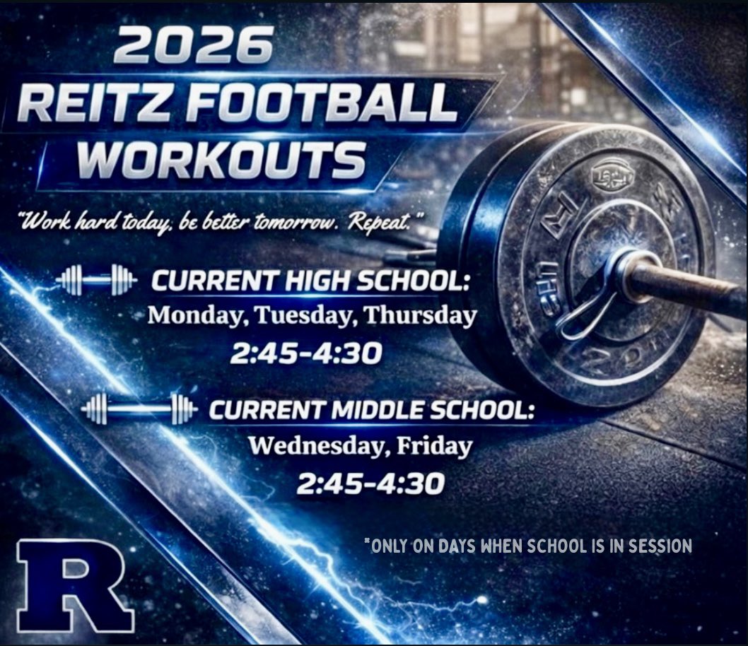 Reitz Football workouts for the 2026 season are now underway! The time to get better is NOW! What will YOU CHOOSE to do while others are putting the time in? We fully expect the 2026 season to be a special one, but not without the hard work that starts NOW. Go Panthers! 🐾🏈
