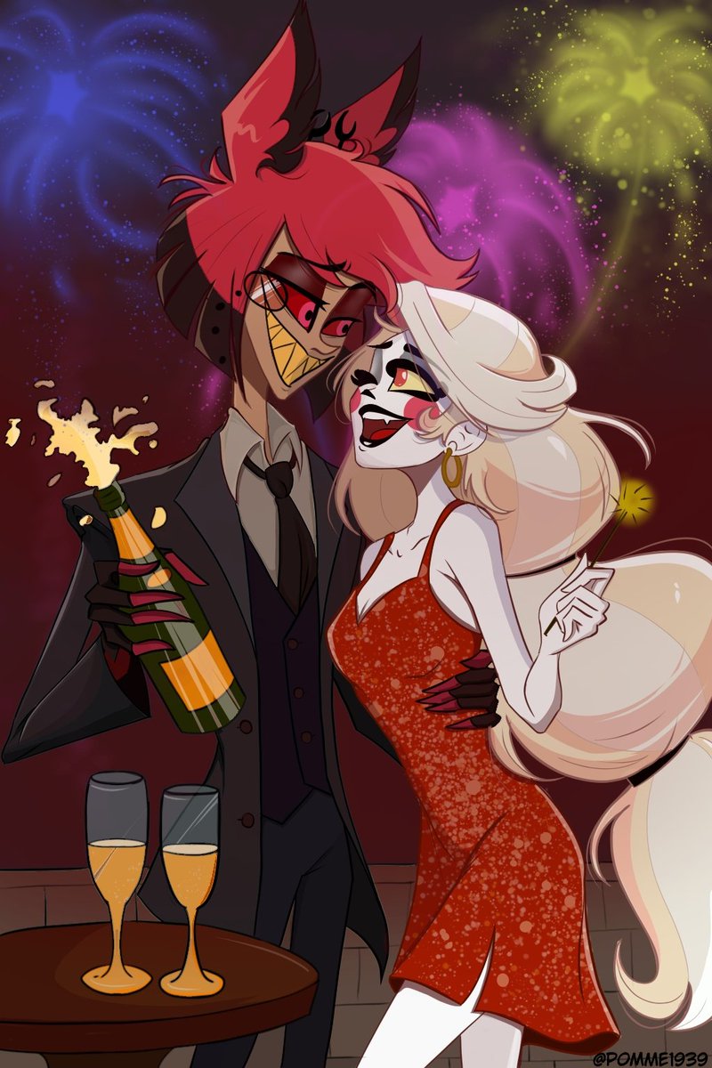Happy New Year and sorry for the delay in posting the drawing. I had a small problem, but everything is fine now.
#aracha #radiobelle
#Alastorhuman #HazbinHotel #charlastor
 #Hazbinhotel #Alastor  #CharlieMorningstar  #RadioRainbow #charliexalastor