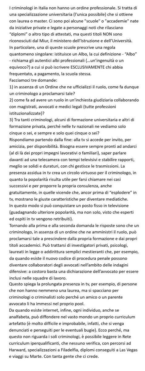 E' vero, ci sono criminologi "buoni" e criminologi "cattivi" (spesso li classifichiamo così secondo quello che dicono), ma ci sono anche quelli veri e quelli fasulli... Vediamo come si diventa criminologi in Italia...