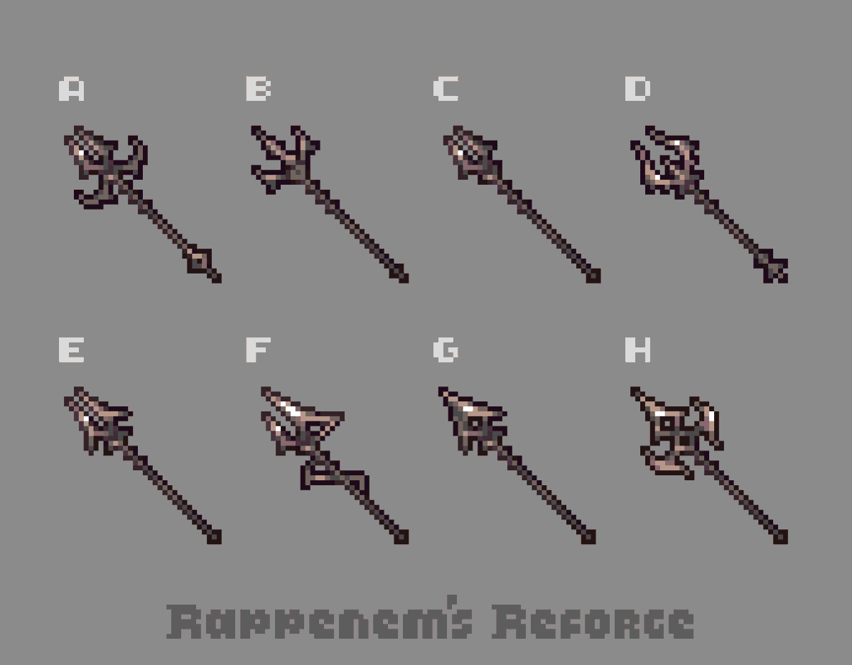 Rapps_Reforge's tweet image. Netherite spear concepts, which one should I go with 🤔