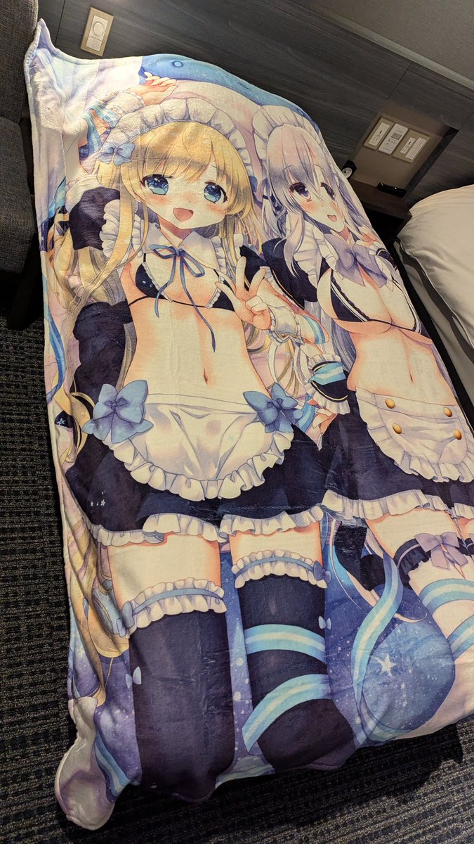 前日搬入行ってきました〜!新刊とグッズ無事届いておりました〜!ワイの新刊(500円の方)は朝届きます(*^_^*)おそらくちゃんとありますので明日はよろしくお願いいたします〜!ミヤスさんとの合同ブランケット超大きいよ(シングルベッド包める)!発色もよくてハッピー 