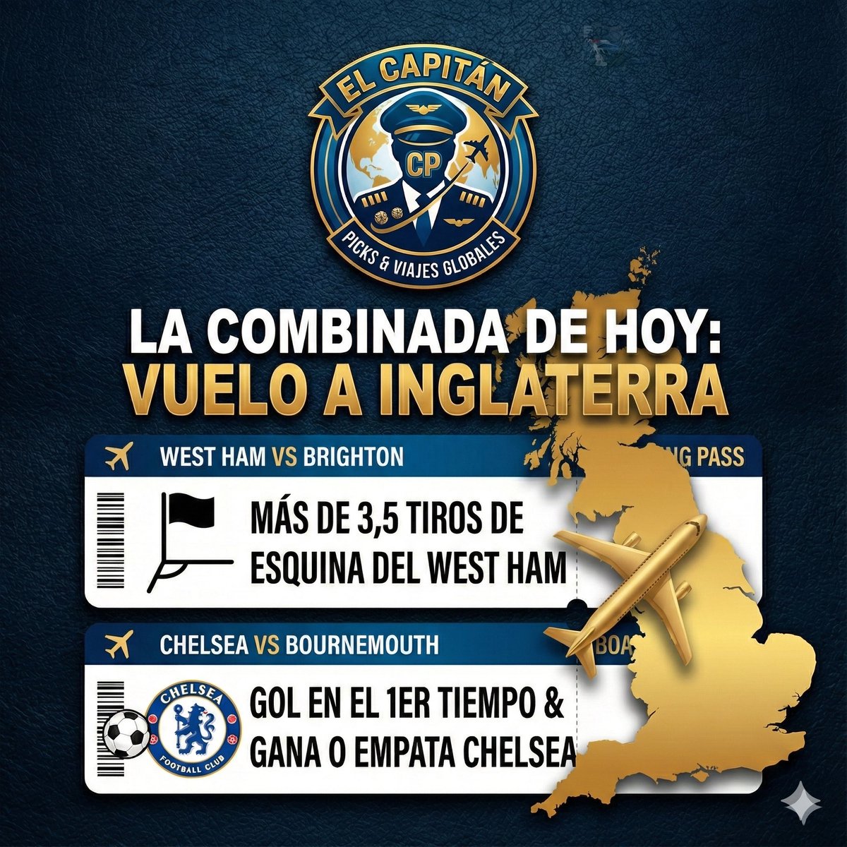 Futbetcp's tweet image. ¡Despegamos a Inglaterra! ✈️🇬🇧 
Combinada de Premier League lista:

🚩 West Ham: +3,5 Córners

⚽ Chelsea: Gol 1T &amp;amp; Gana/Empata

¡Vamos por el verde! 💰 ¿Quién se sube al vuelo? 👇 #ElCapitanPicks #PremierLeague #Combinada #Parley #Apuesta 

Telegram: t.me/futbetcp