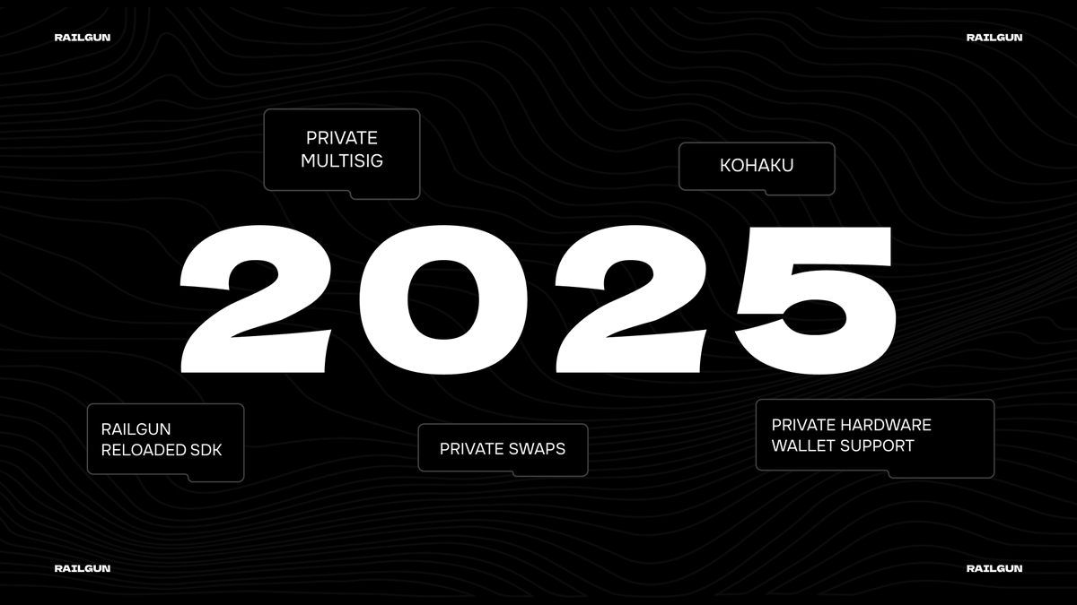 🎊 Happy New Year to the RAILGUN community  🎊

2025 was a year of growth for RAILGUN. Usage continued to grow, privacy returned to the center of Ethereum conversations, and contributors strengthened the foundations of on-chain private DeFi.

As the year comes to a close, here