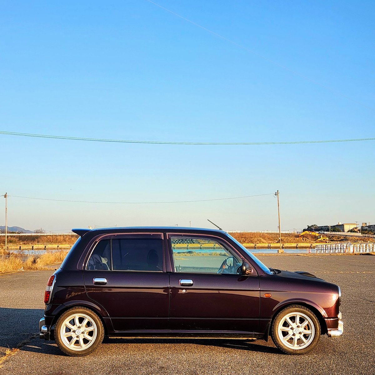 _gino06's tweet image. ミニライト13インチから14インチになりました😎

イツメンの元ミラジーノ乗りの子から譲って頂きました☺️

これからも大切にします！！