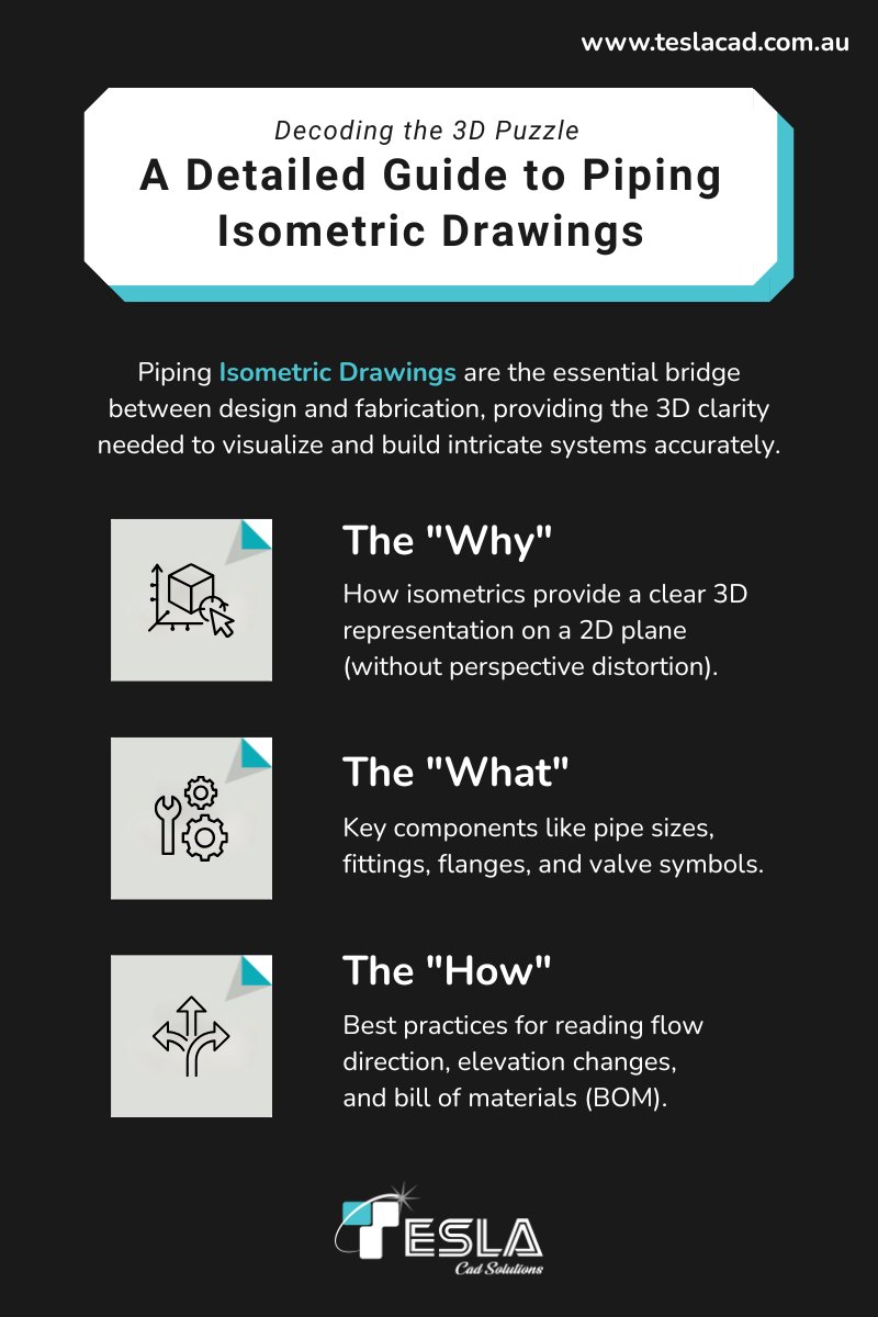 Teslacadau's tweet image. In complex piping projects, a 2D plan isn't enough. Piping Isometrics are the critical bridge between design and fabrication-offering a 3D view on a 2D plane without perspective distortion.
🔗 Master the details here: teslacad.com.au/blog/a-detaile…
#PipingEngineering #Isometrics #EPC