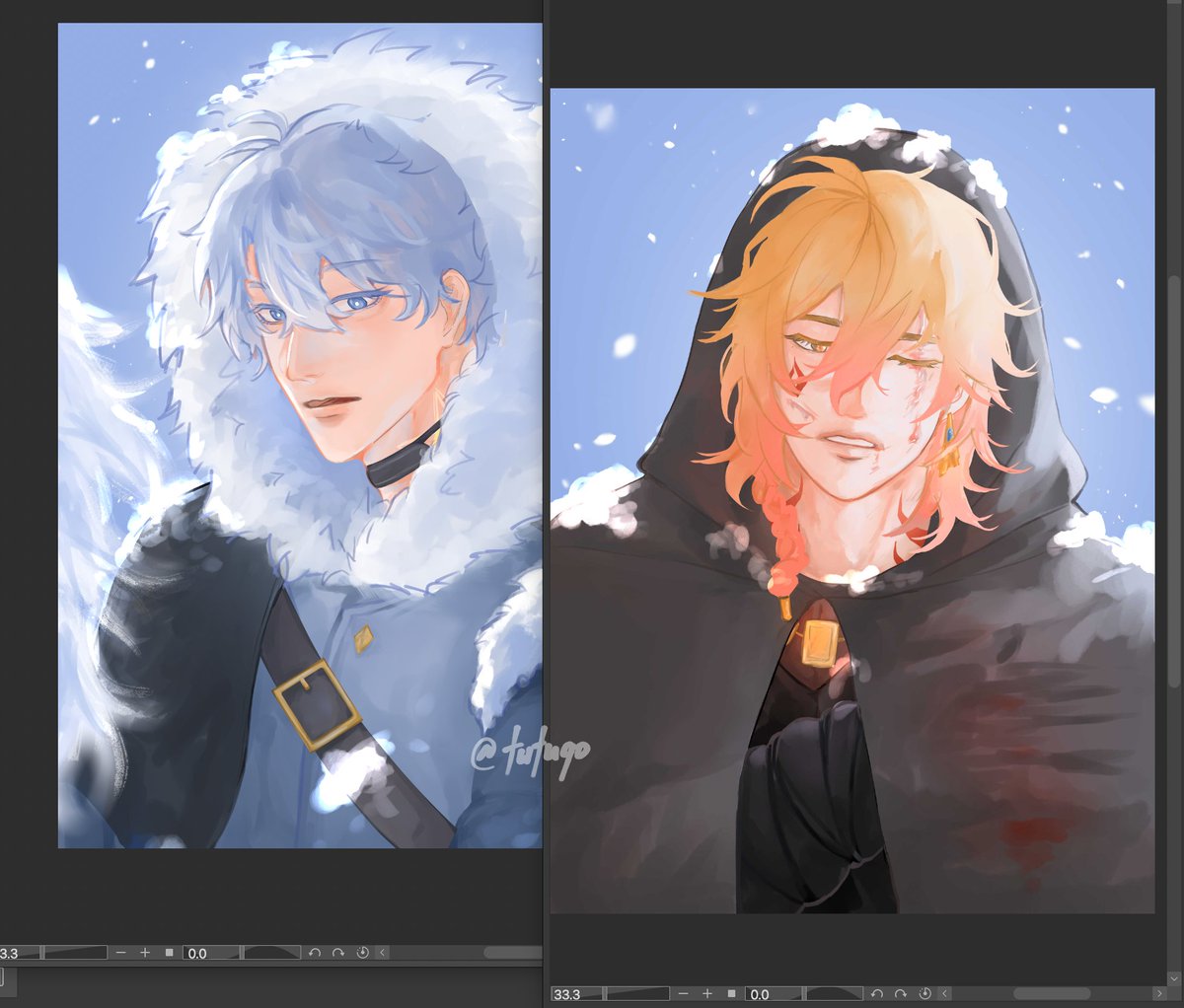 #phaidei wip
fallen prince Phainon x Crown Prince Mydei ( ◡̀_◡́)