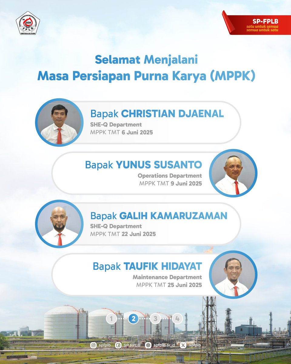 spfplb's tweet photo. Terima kasih atas pengabdian, loyalitas, dan semangat yang telah Bapak-bapak berikan untuk perusahaan.
Jejak karya Anda akan selalu menjadi bagian dari perjalanan kami.
Selamat memasuki masa purna bakti.
Semoga langkah selanjutnya penuh kesehatan, kebahagiaan, dan keberkahan. https://t.co/qg6MfTJ17Z