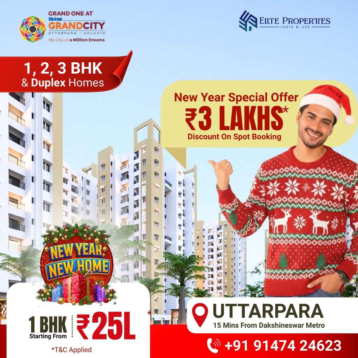 elitevivan's tweet photo. Step into the New Year with a place you can truly call your own. 

📍 Well-connected Neighbourhood
🏢 Multiple Home Configurations
🎉 Limited-period Festive Benefits

📞 Call +91 91474 24623 to know more

#NewYearNewHome #KolkataHomes #Uttarpara #EliteProperties #ShriramGrandCity https://t.co/33GCBzrtfA