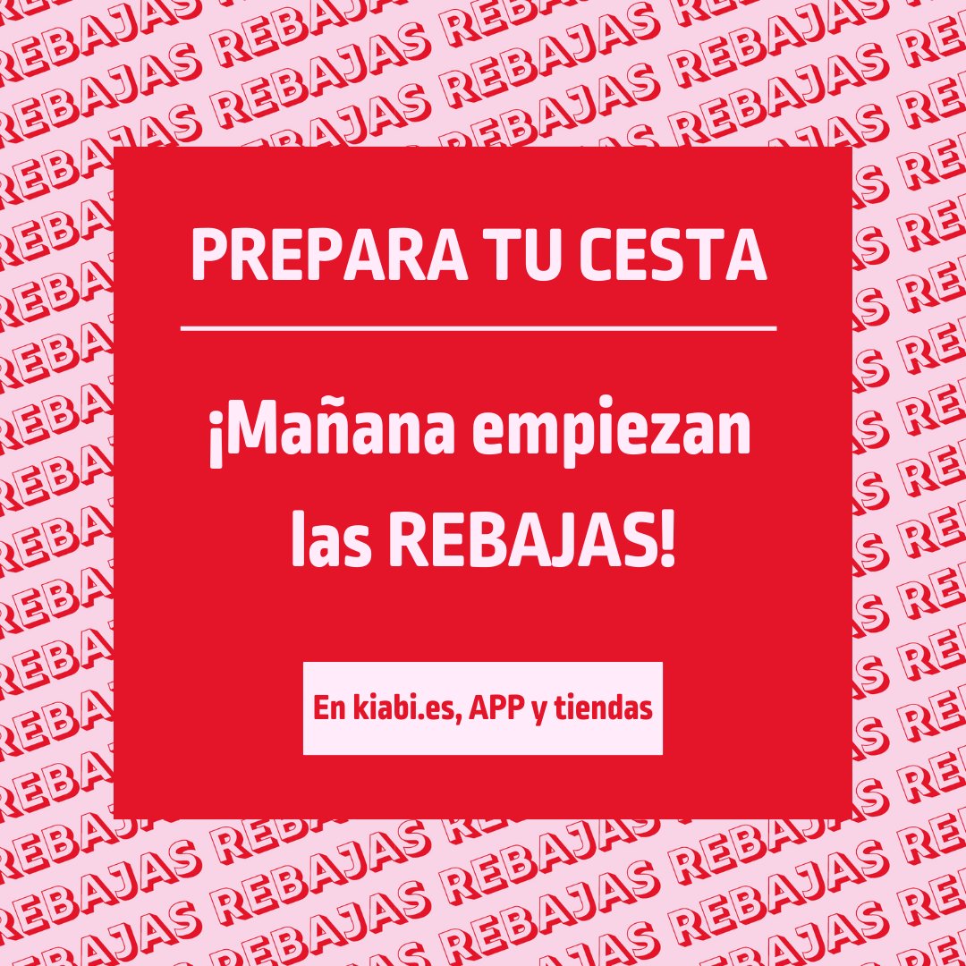 [PREPARA TU CESTA 🛒] Mañana empiezan nuestras REBAJAS 🤩 
 
Añade tus productos favoritos YA a tu cesta porque habrá descuentos que no querrás perderte 🤩
bit.ly/2601_kiabi_reb…