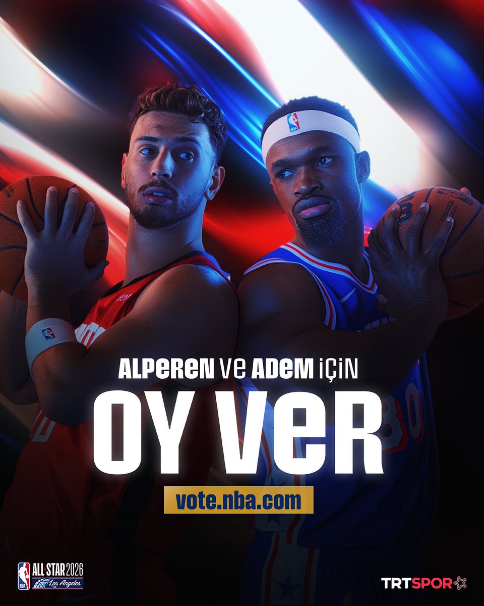 🚨 Bugün 3x Oy Günü!

🇹🇷Alperen &amp; Adem’i All-Star’a taşıyoruz!

🏀 NBA’de ülkemizi başarıyla temsil eden Alperen Şengün ve Adem Bona’ya, All-Star oylamasında desteğinizi bekliyoruz.

Milli yıldızlarımıza oy vermek için: 👇

📲 vote.nba.com/en
