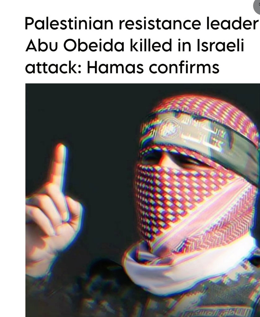 theD83523's tweet photo. HAMAS SPOKE PERSON ABU OBAIDA KILLED IN ISRAEL ATTACK 😥 https://t.co/cBh4zPj75Q