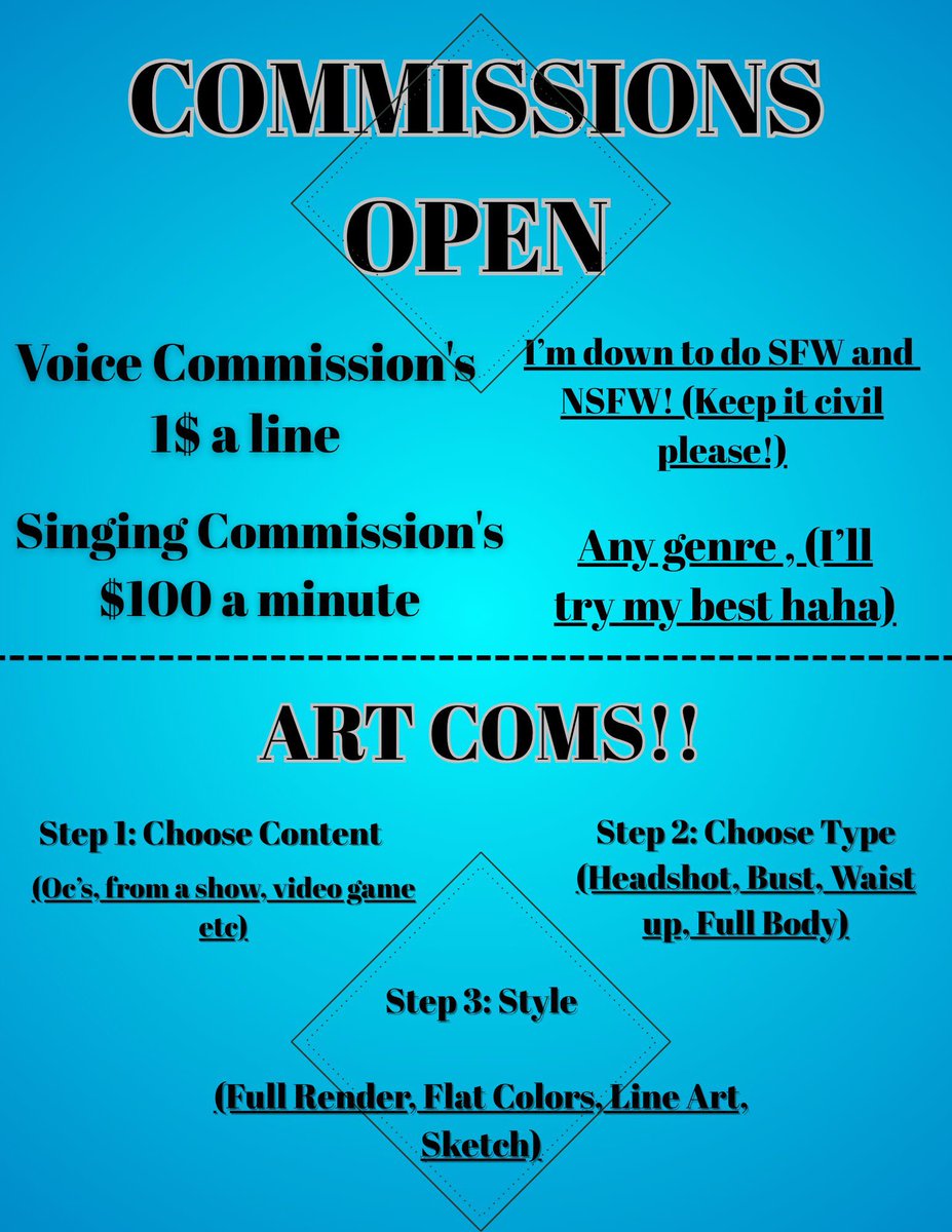 corizbetter's tweet image. So got fired from my job over bs. What’s new uh commissions are still open btw. 4/5 slots available!!! There’s 1 day left for my 30% off discount!!!