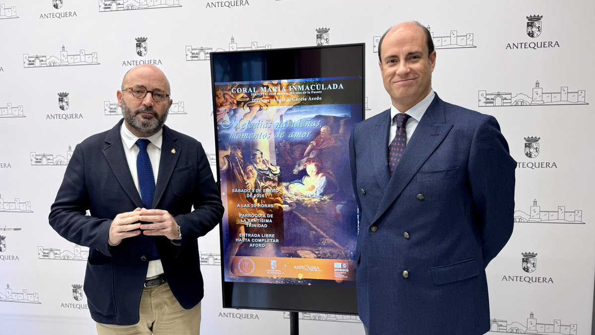 #EsNoticia | Concierto de Navidad de la Coral María Inmaculada

Será el próximo sábado 3 #enero en la Iglesia de la Trinidad a partir de las 20.00h

📲 Más información:
antequera.es/noticias/busca…

#Antequera es #MásCiudad