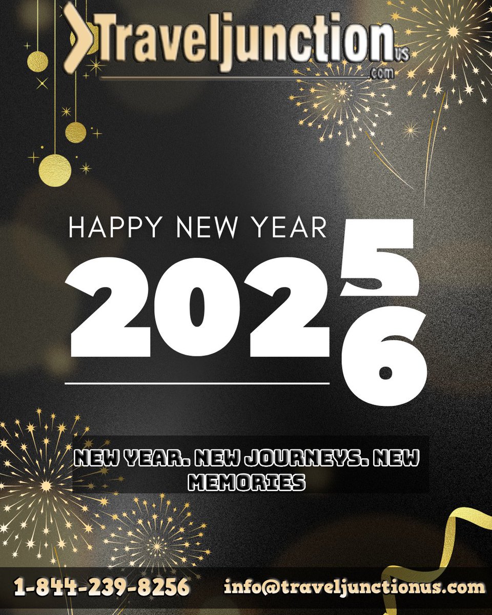 JunctionUsa's tweet photo. Happy New Year 2026 ✨

https://t.co/49xZ4UwTjf

Make 2026 the year you travel smarter and experience more.

#happynewyear2026 #traveljunction #traveljunctionus #newyeartravel #traveldeals #exploremoreً https://t.co/9UFRXs65Y4