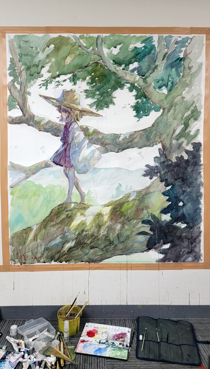 今年は数年ぶりに水彩で東方のイラストを描いたり、100号サイズの制作
