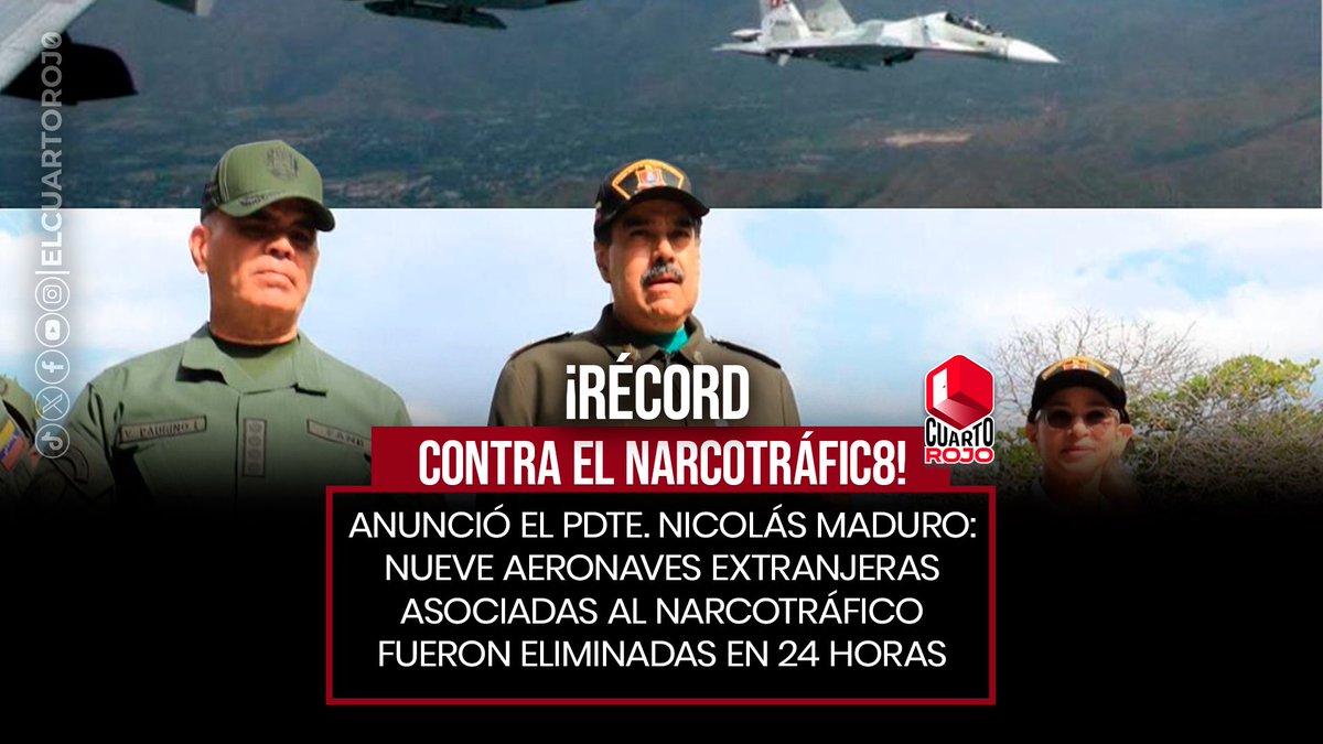 ElCuartoRoj0's tweet photo. #ULTIMAHORA Pdte. Nicolás Maduro combatió junto a la FANB 

- 9 aeronaves extranjeras asociadas al narcotráfico https://t.co/rRbj49WDW0