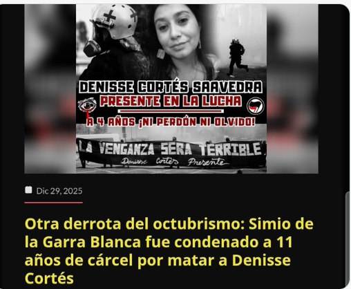 Iherreraa's tweet photo. Camila Vallejo había dicho que las FFEE habían matado a Denisse Cortés, pero resultó ser un zurdo igual que ella, y nunca se disculpó por acusar a las FFEE.  Camila Vallejo fue, es y seguirá siendo la reina de la mentira y de las fake news https://t.co/aFFkv3XxNh