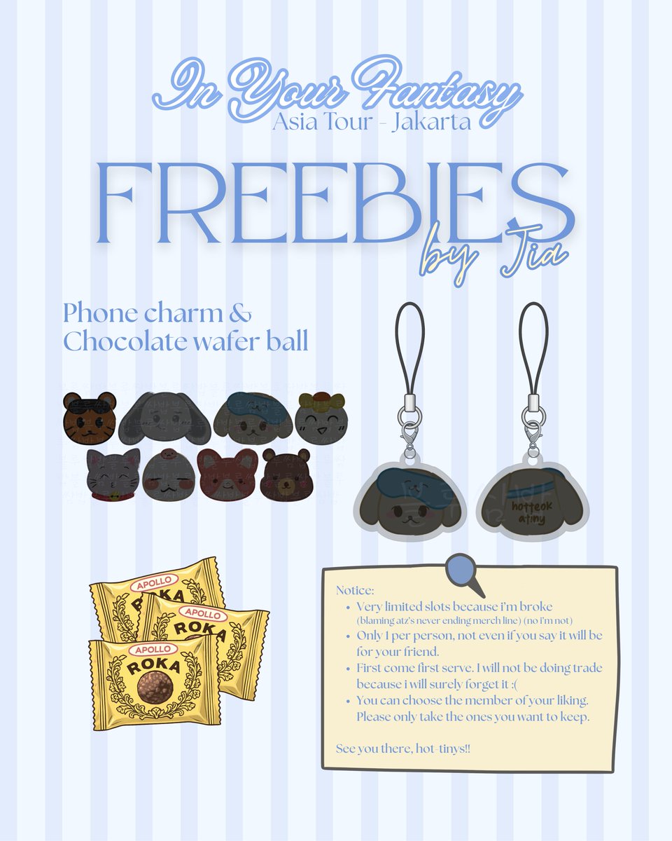 bluessambap's tweet image. IN YOUR FANTASY IN JAKARTA FREEBIES

Atinys~ i'll be giving out some freebies

🫐 Very limited slots
🫐 Fcfs
🫐 Only take if you want to KEEP it, not sell/throw :(
🫐 Like &amp;amp; rt are very much appreciated 🩵

See you atiny!!
#AteezInJKT #InYourFantasyinJKT
