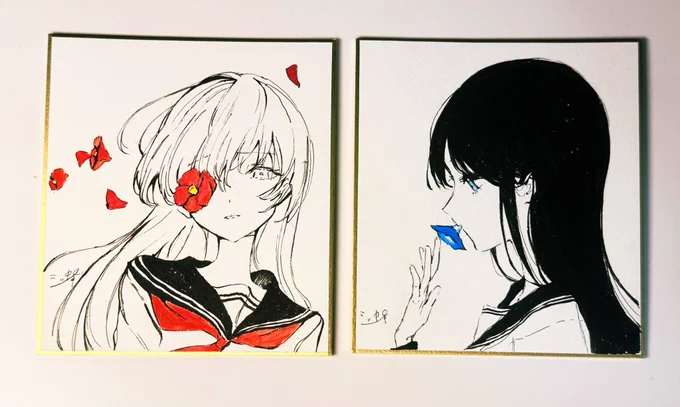 今回初めて豆色紙原画を2点用意してみました🌸
明日はよろしくお願いします! 