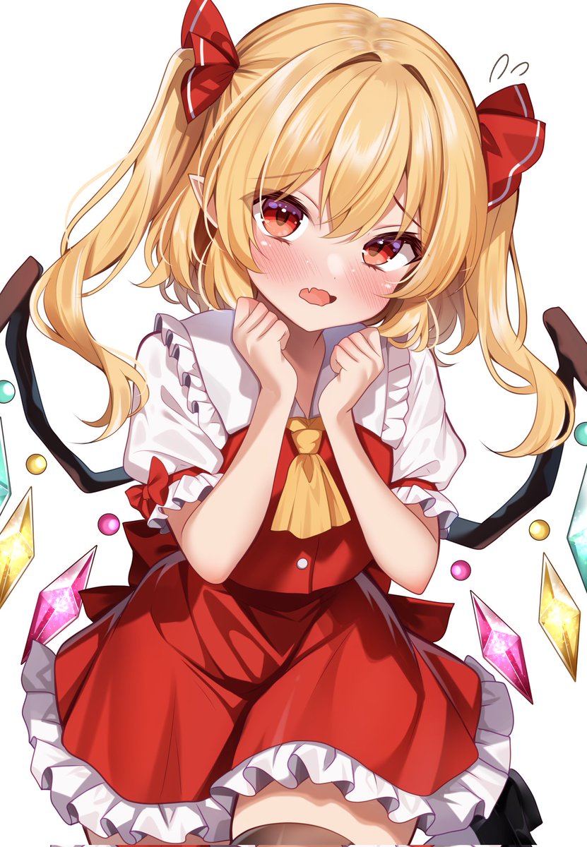 フランドール・スカーレット 「#今月かいた絵を晒そう 最後だけどお気に入りの2つあげるわ!! フランちゃんはま」|しろねるか໒꒱·°˚ ﾟのイラスト