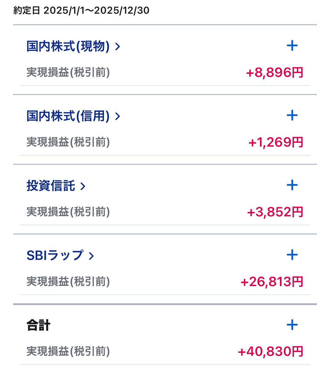 2025年の実現損益✨

ただガチャガチャして遊んでいただけっていう結果に…😓

実現損益には出てきませんが、主力のインデックスはがんばってくれています。
インデックスは偉大ですね💦