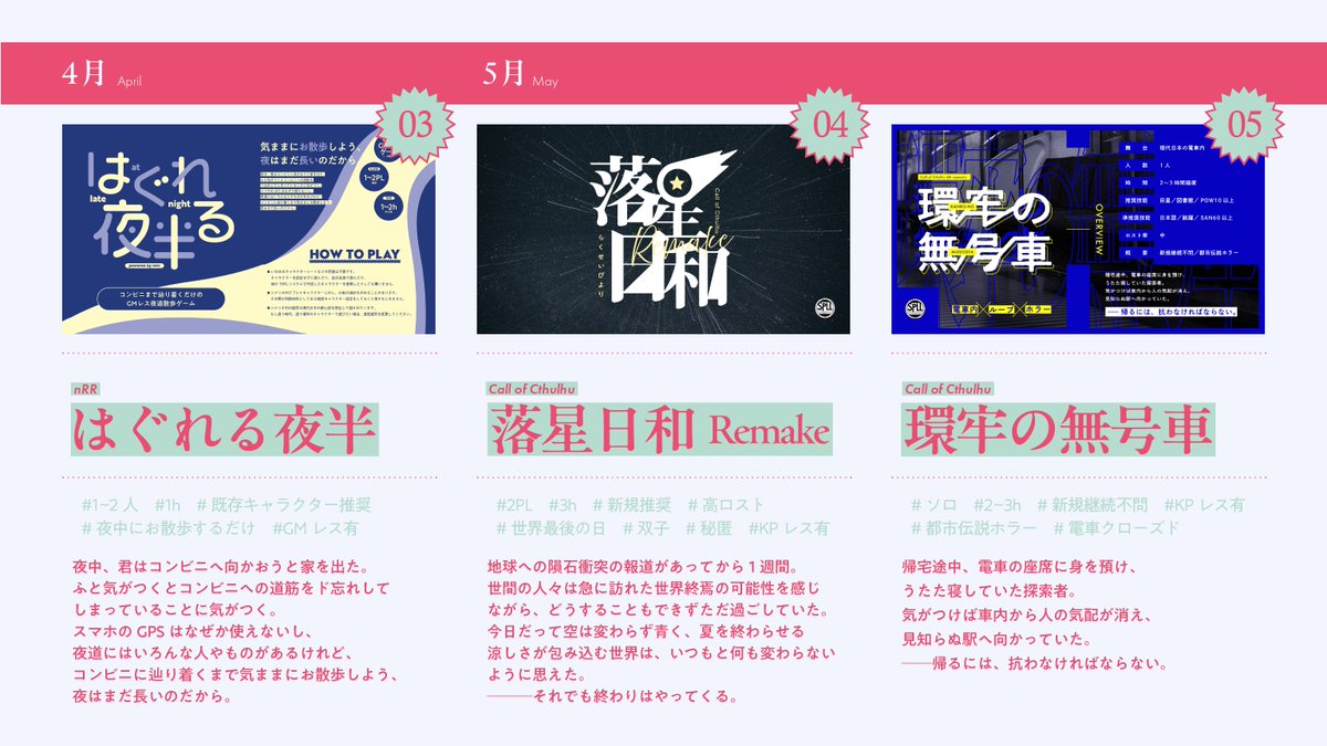 _a_lpha's tweet image. .

𝐀𝐥𝐩𝐡𝐚
𝟐𝟎𝟐𝟓
𝐬𝐜𝐞𝐧𝐚𝐫𝐢𝐨

2025年に出したシナリオをまとめました📚
今年はリメイク含め11本！
気になるシナリオがあればぜひお手に取ってみてください💗

来年もどうぞよろしくお願いします！
皆さまよいお年を🎍

.