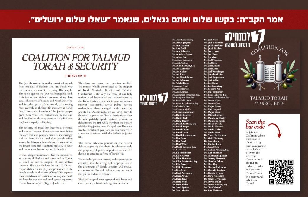 motirubin's tweet image. חשיפת 'לכתחילה' | "מרד הנגידים": מעל 100 תורמים באולטימטום לראשי הישיבות - "חדלו מרטוריקת 'צבא השמד', או שהברז ייסגר"

רעידת אדמה כלכלית וערכית בדרך למוסדות התורה? מסמך הצהרה חריג וחסר תקדים, שהגיע לידי מערכת "לכתחילה", חושף התארגנות כוחנית של נגידים מארה"ב ומאירופה, המבקשים לשים…